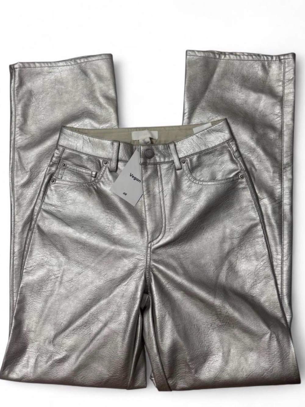 H&M Metallic Silver Straight-Leg Jeans